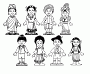 Printable diversity kids from around the world Multicultural Kids coloring pages